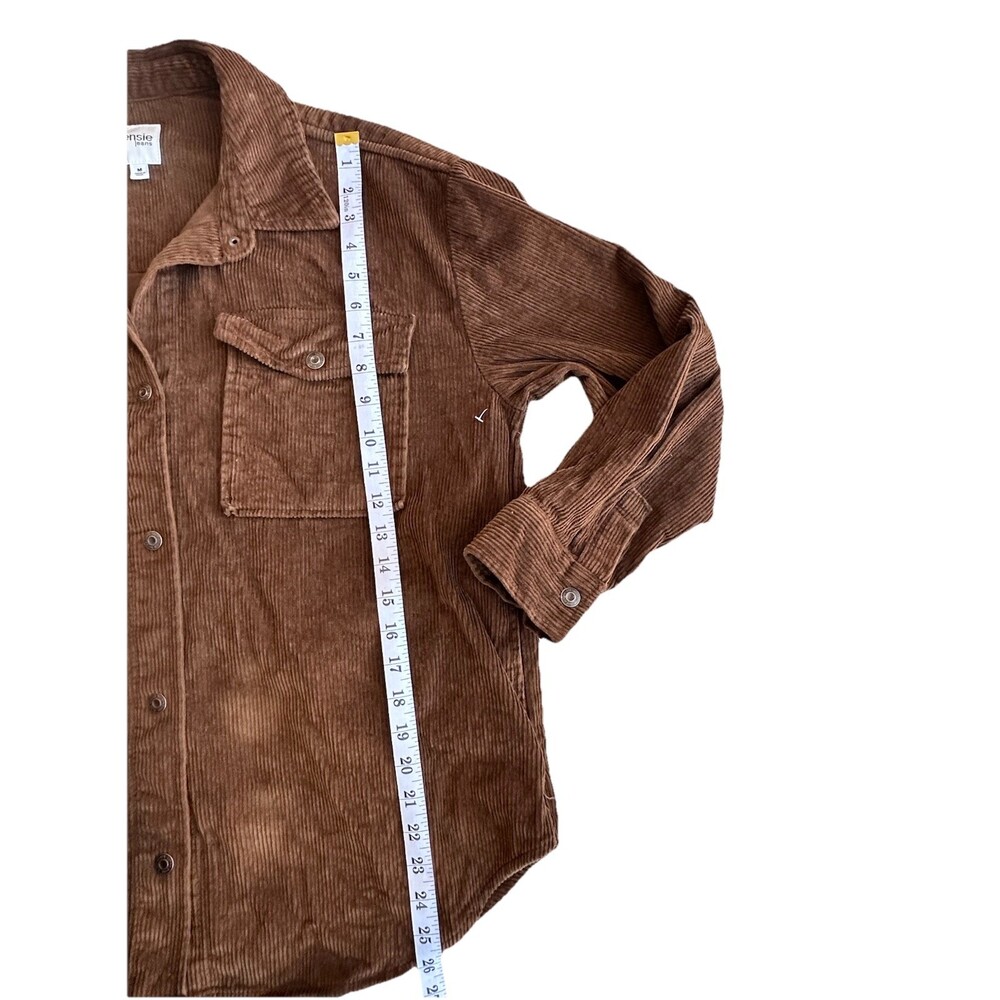 Kensie Jeans Brown cordouroy Button down shacket with Pockets Women's Size M - Picture 5 of 7